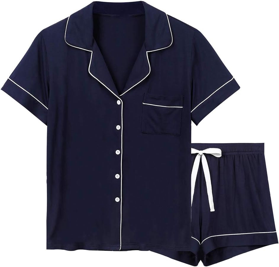 Pajamas Set for Women Short Sleeve Sleepwear Soft Button down Post Partum Pjs Set Maternity Lounge Sets S-XXL